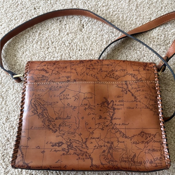 Patricia Nash Map Print Leather Crossbody Bag Brown Vintage Adjustable purse - Picture 6 of 16